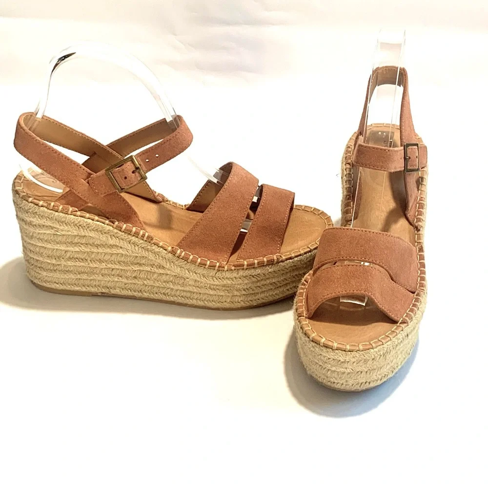 SOLUDOS COMO PLATFORM WEDGE ESPADRILLE SANDALS IN SAHARA PINK. NEW Sz9